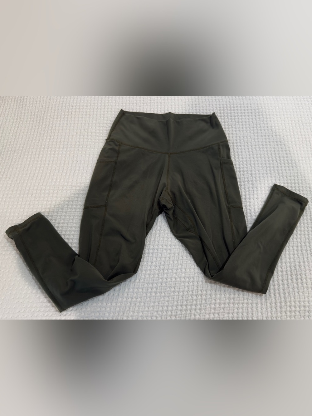 Olive Green Active Leggings with Side Pockets
